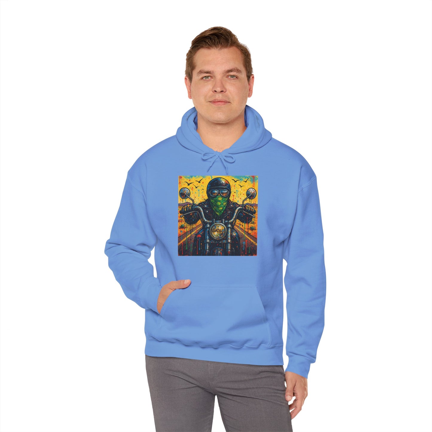 Biker Desert Road Spray-paint Heavy Hoodie