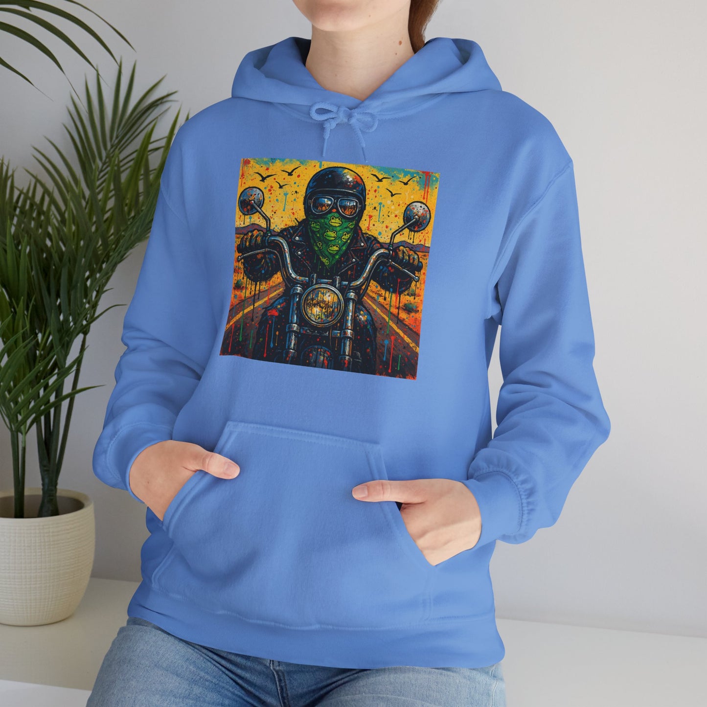 Biker Desert Road Spray-paint Heavy Hoodie