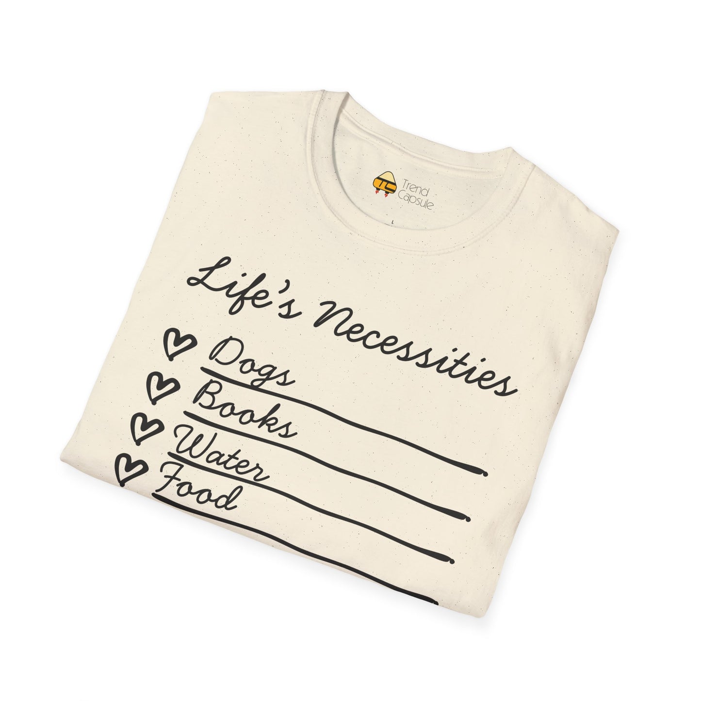Life's Necessities Dogs & Books Softstyle T-Shirt