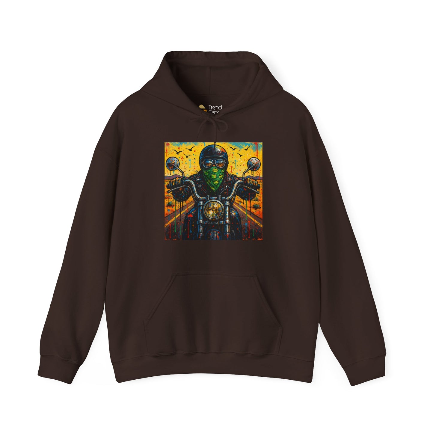 Biker Desert Road Spray-paint Heavy Hoodie