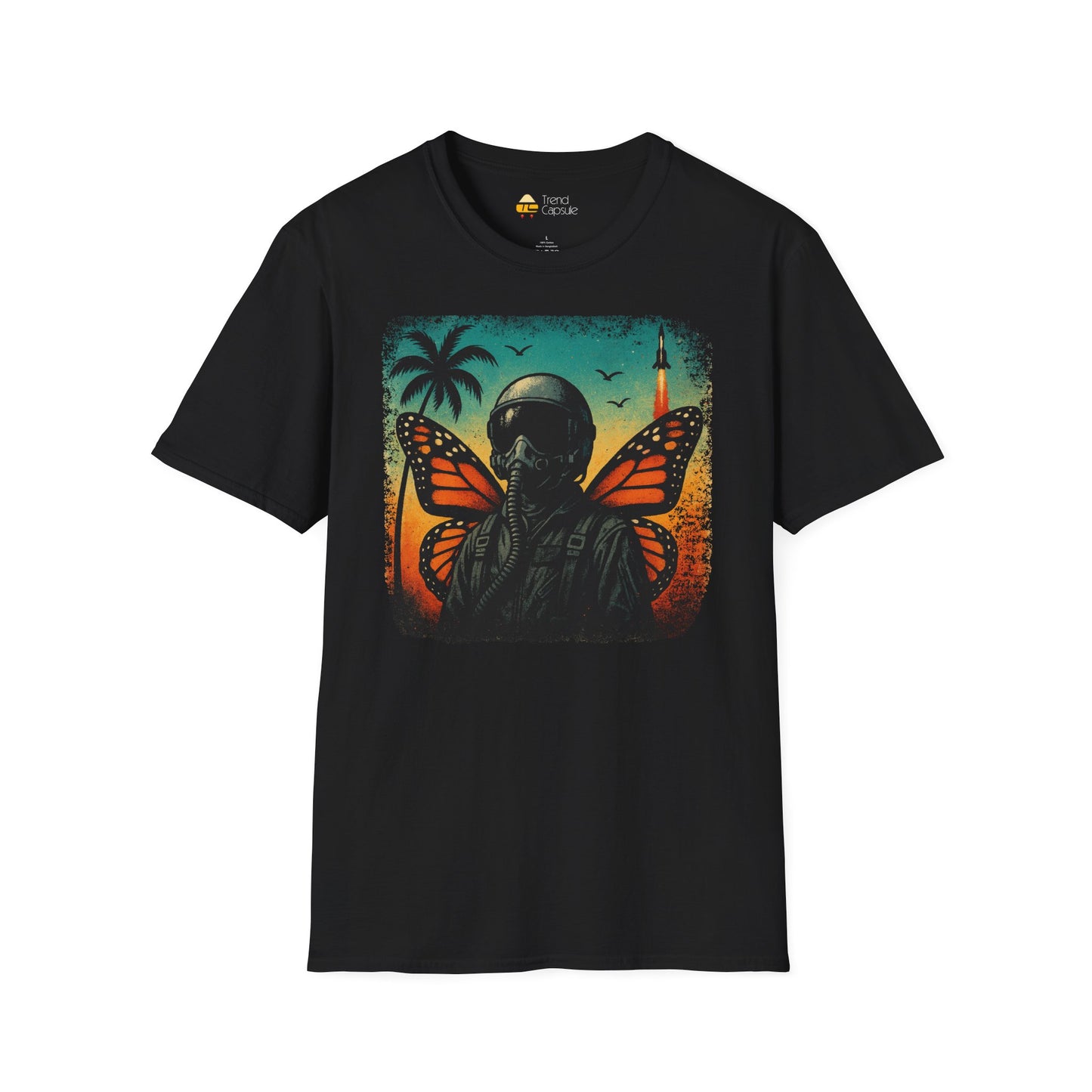 Vintage Jetfighter Summer Butterfly Softstyle T-Shirt