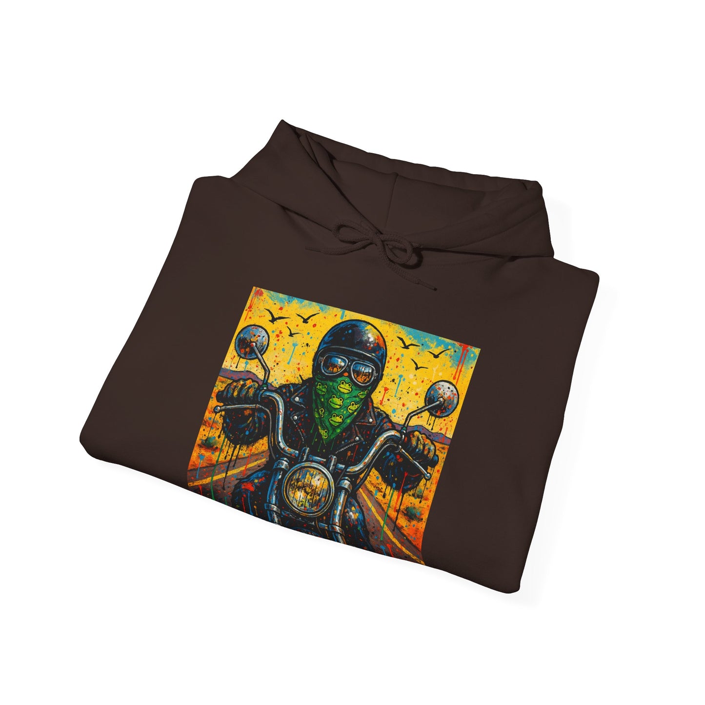 Biker Desert Road Spray-paint Heavy Hoodie