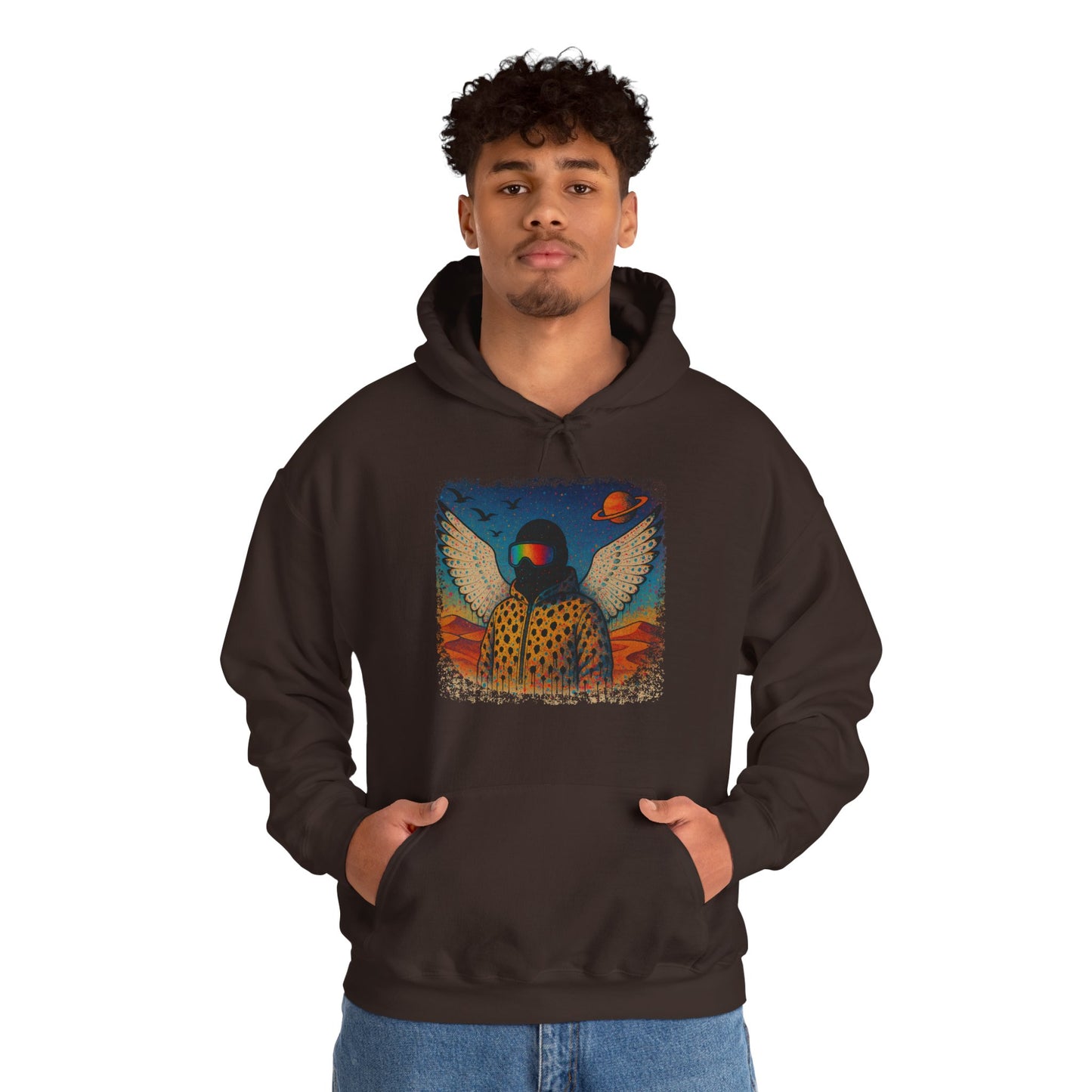 Desert Snowboarder Cosmic Spray-paint Distressed Heavy Hoodie