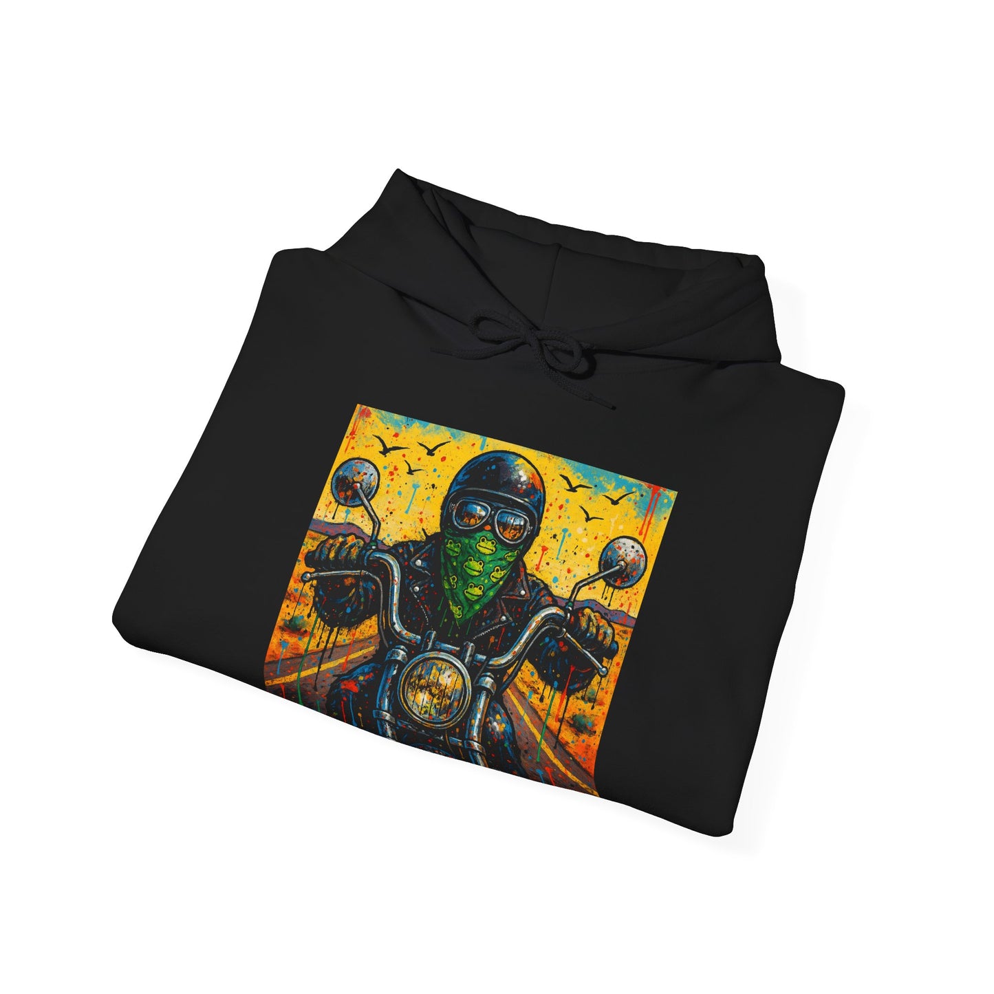 Biker Desert Road Spray-paint Heavy Hoodie