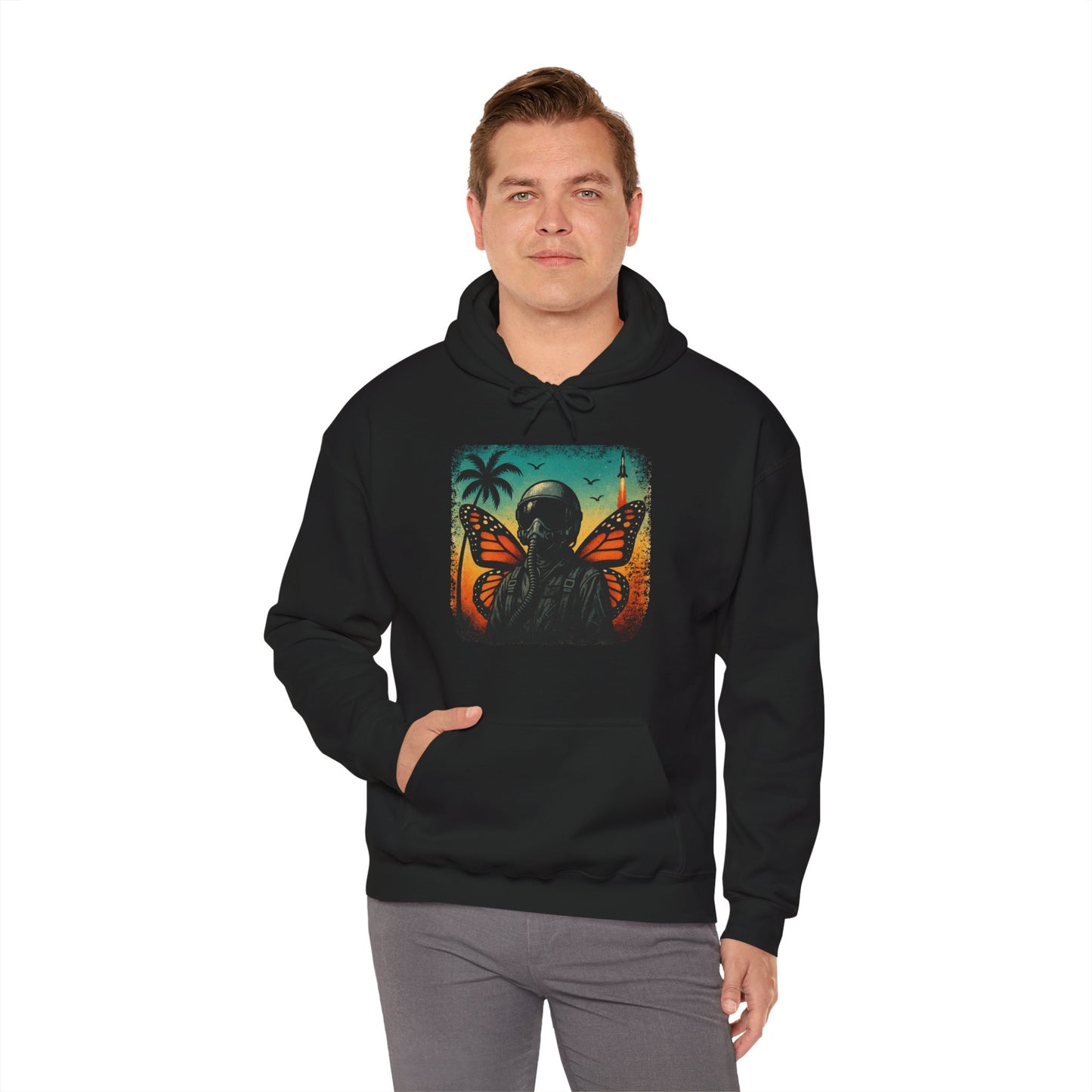 Vintage Jetfighter Summer Butterfly Heavy Hoodie