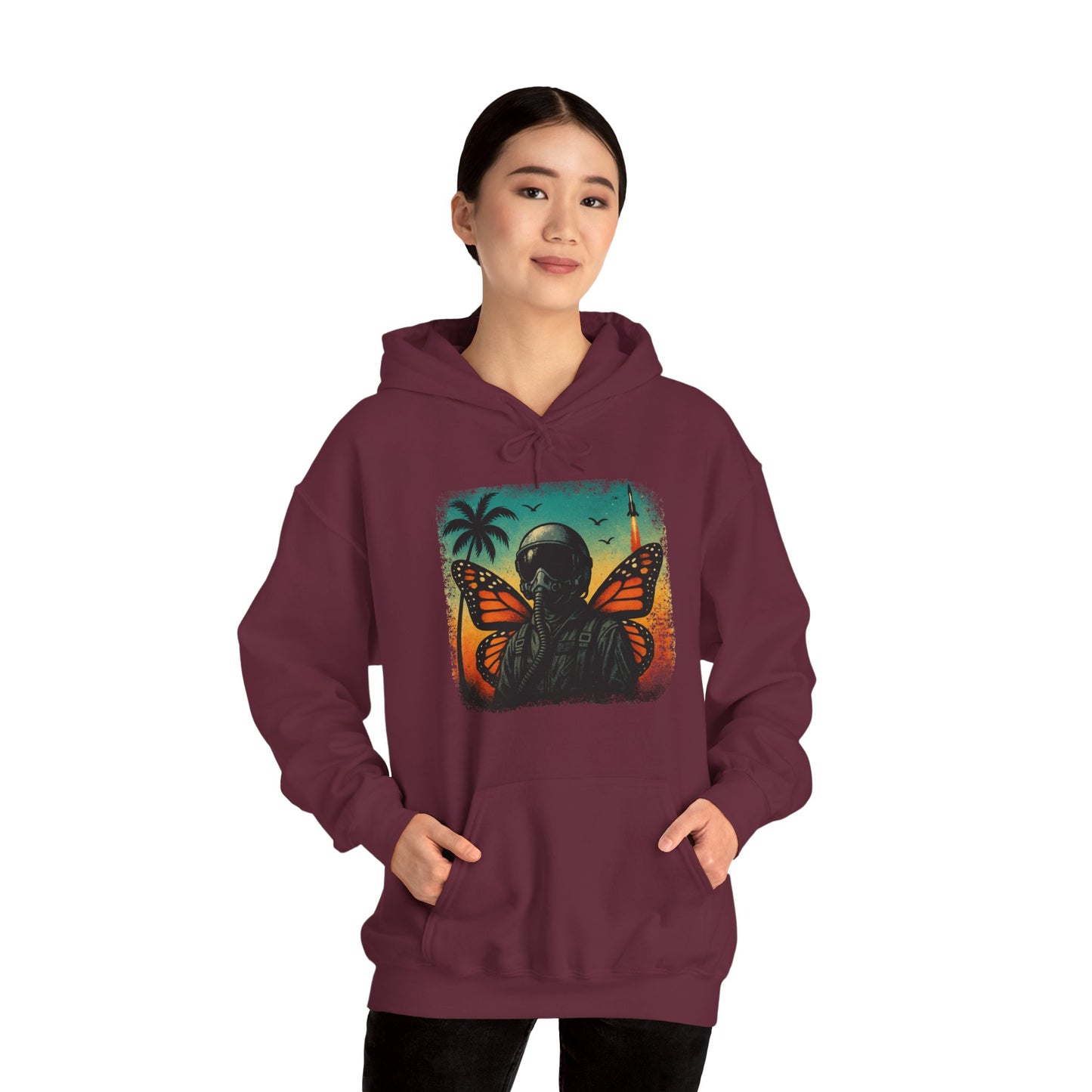 Vintage Jetfighter Summer Butterfly Heavy Hoodie