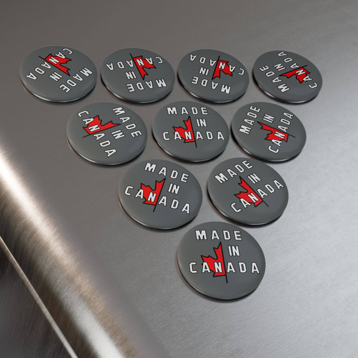 Made in Canada Gray Button Magnet, Round (1 & 10 pcs)