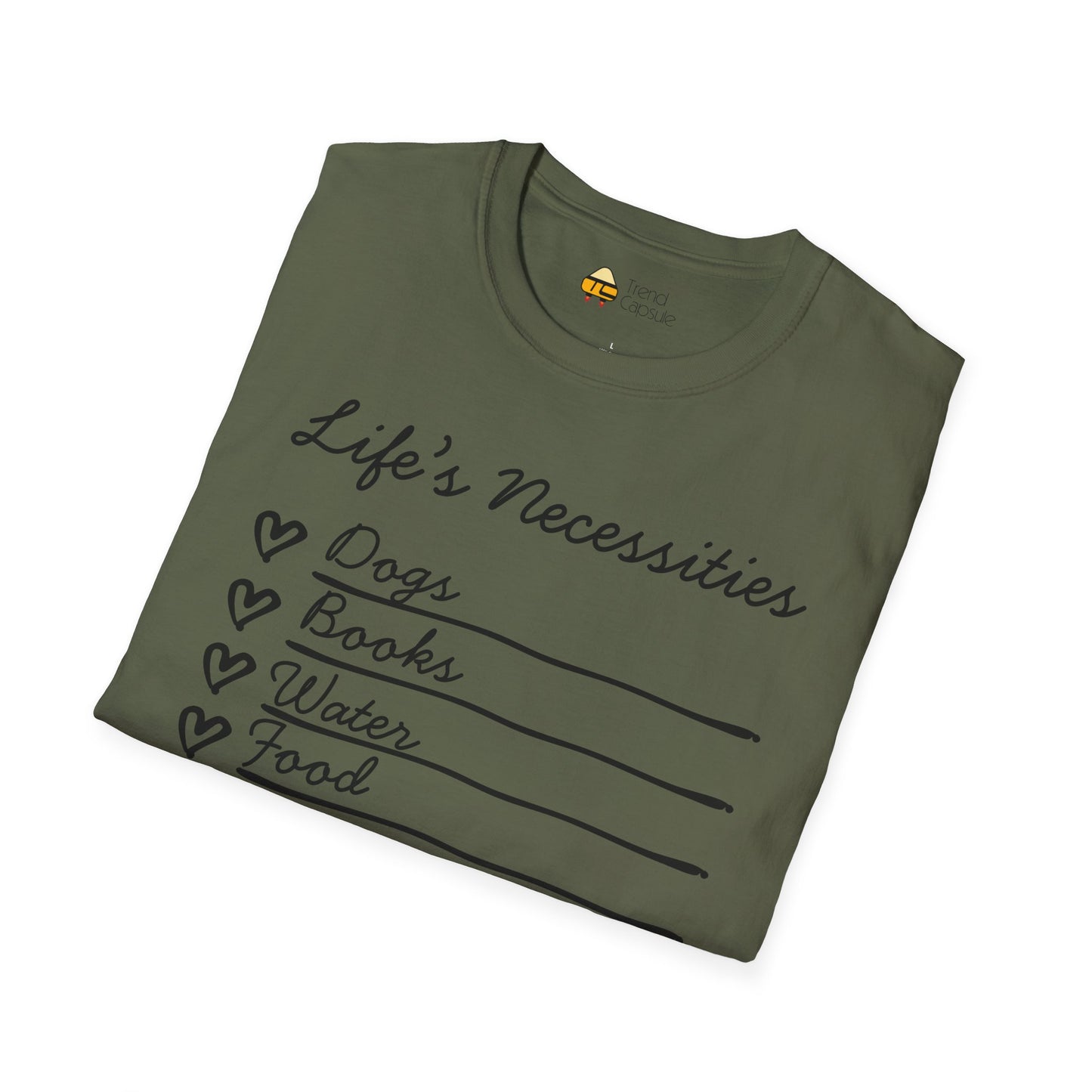 Life's Necessities Dogs & Books Softstyle T-Shirt