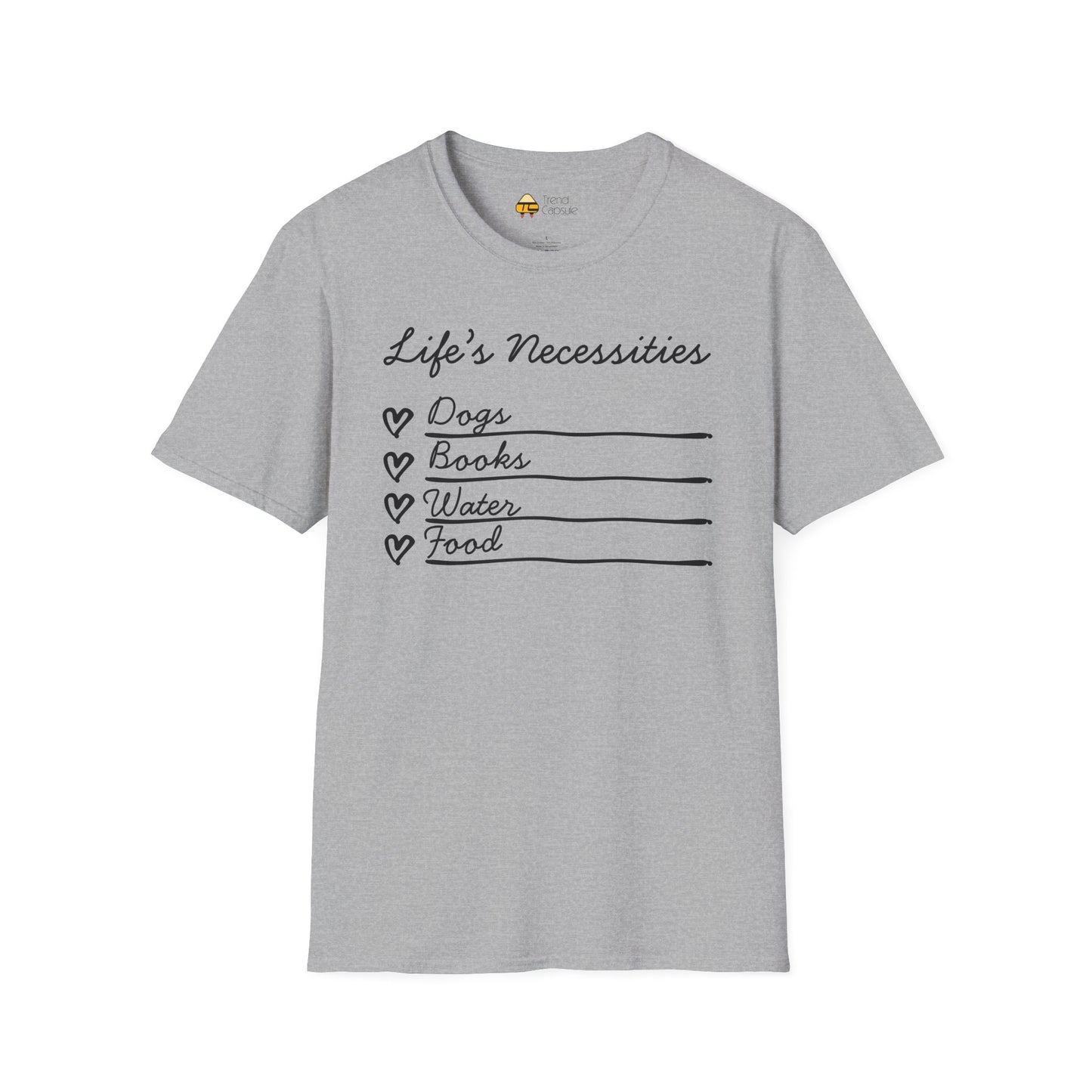 Life's Necessities Dogs & Books Softstyle T-Shirt