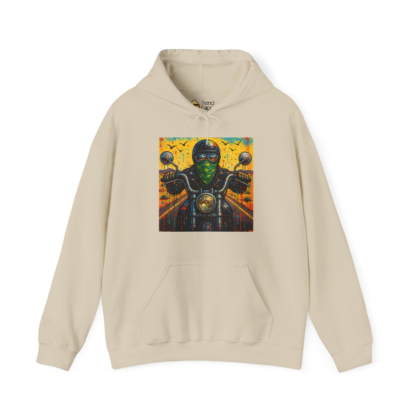 Biker Desert Road Spray-paint Heavy Hoodie