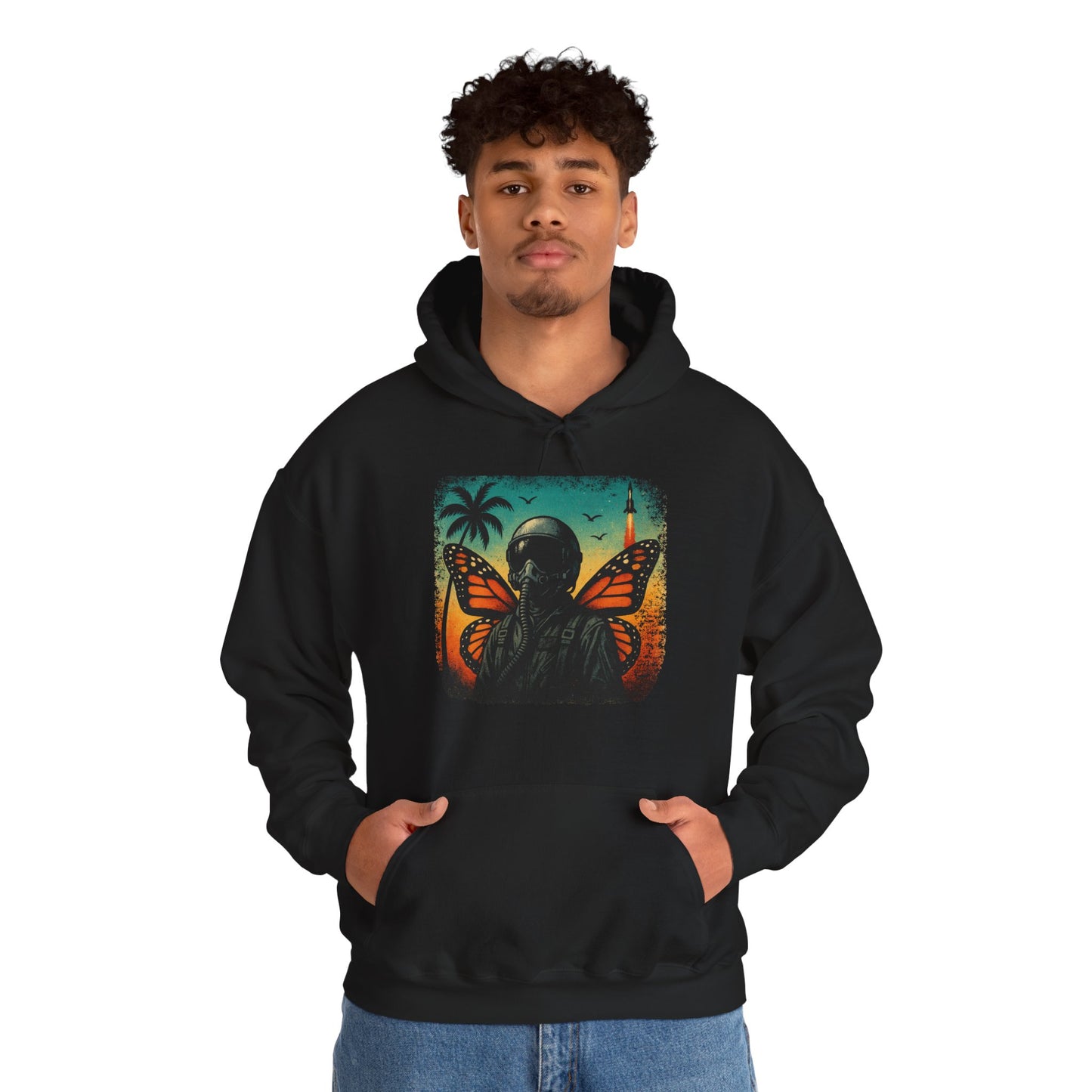 Vintage Jetfighter Summer Butterfly Heavy Hoodie