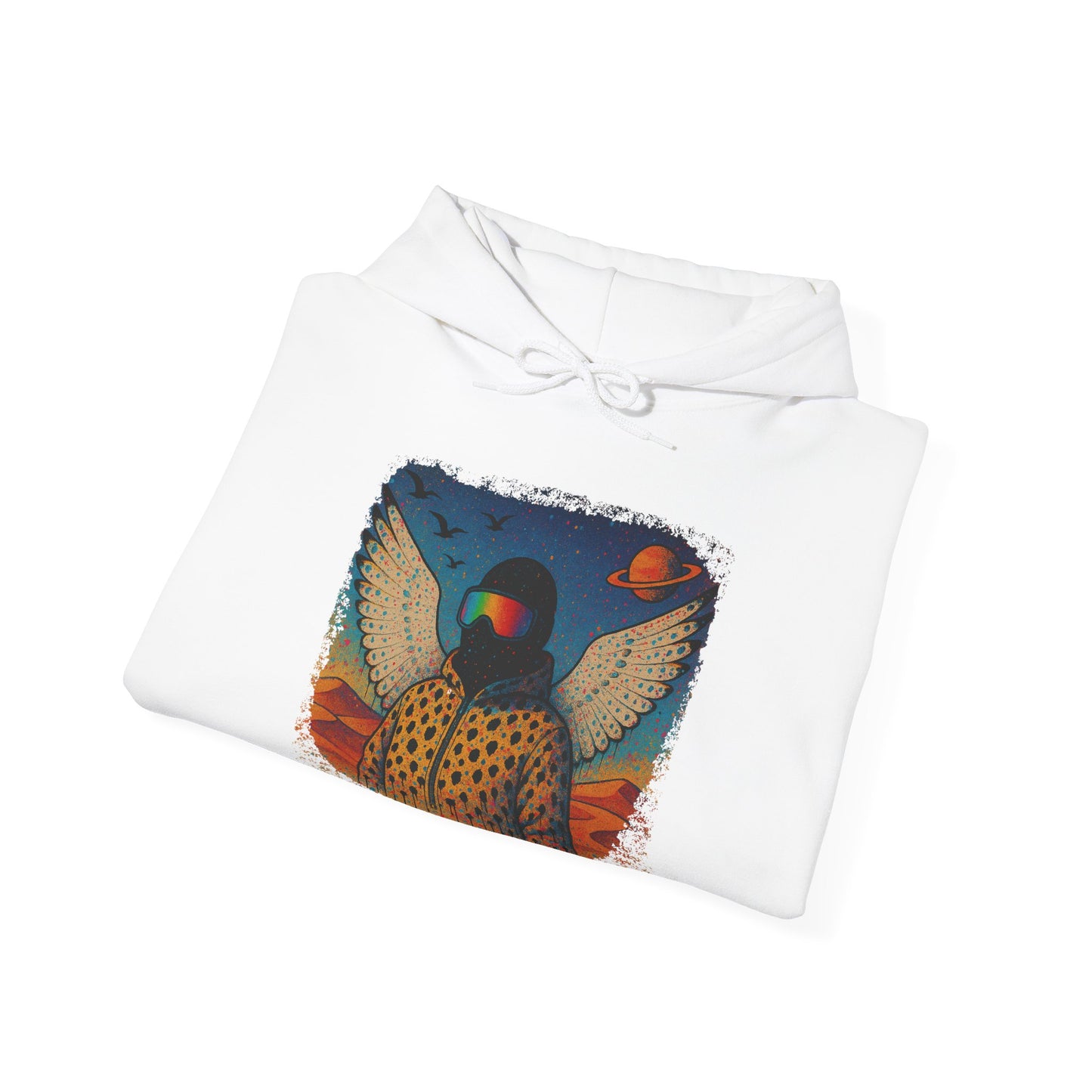 Desert Snowboarder Cosmic Spray-paint Distressed Heavy Hoodie