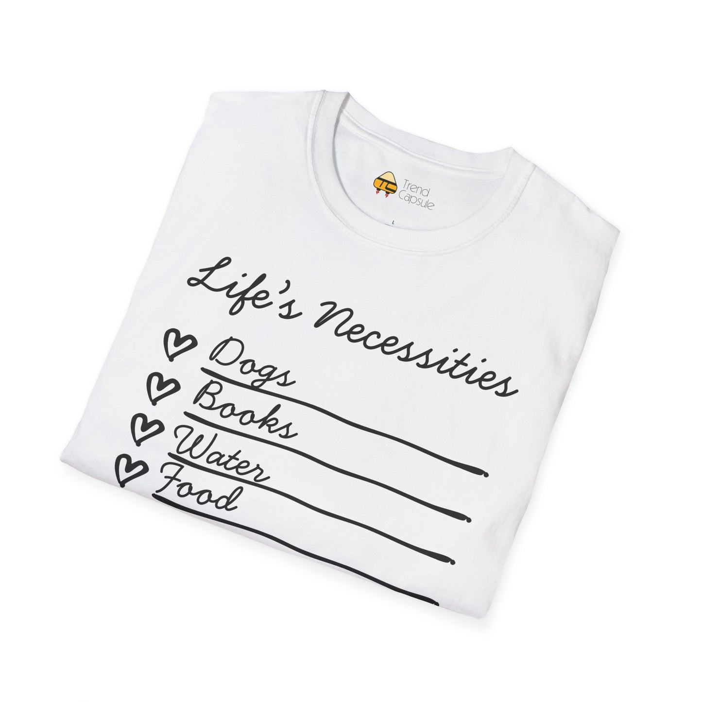 Life's Necessities Dogs & Books Softstyle T-Shirt
