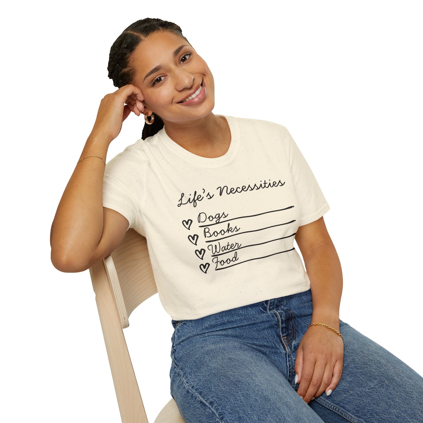 Life's Necessities Dogs & Books Softstyle T-Shirt