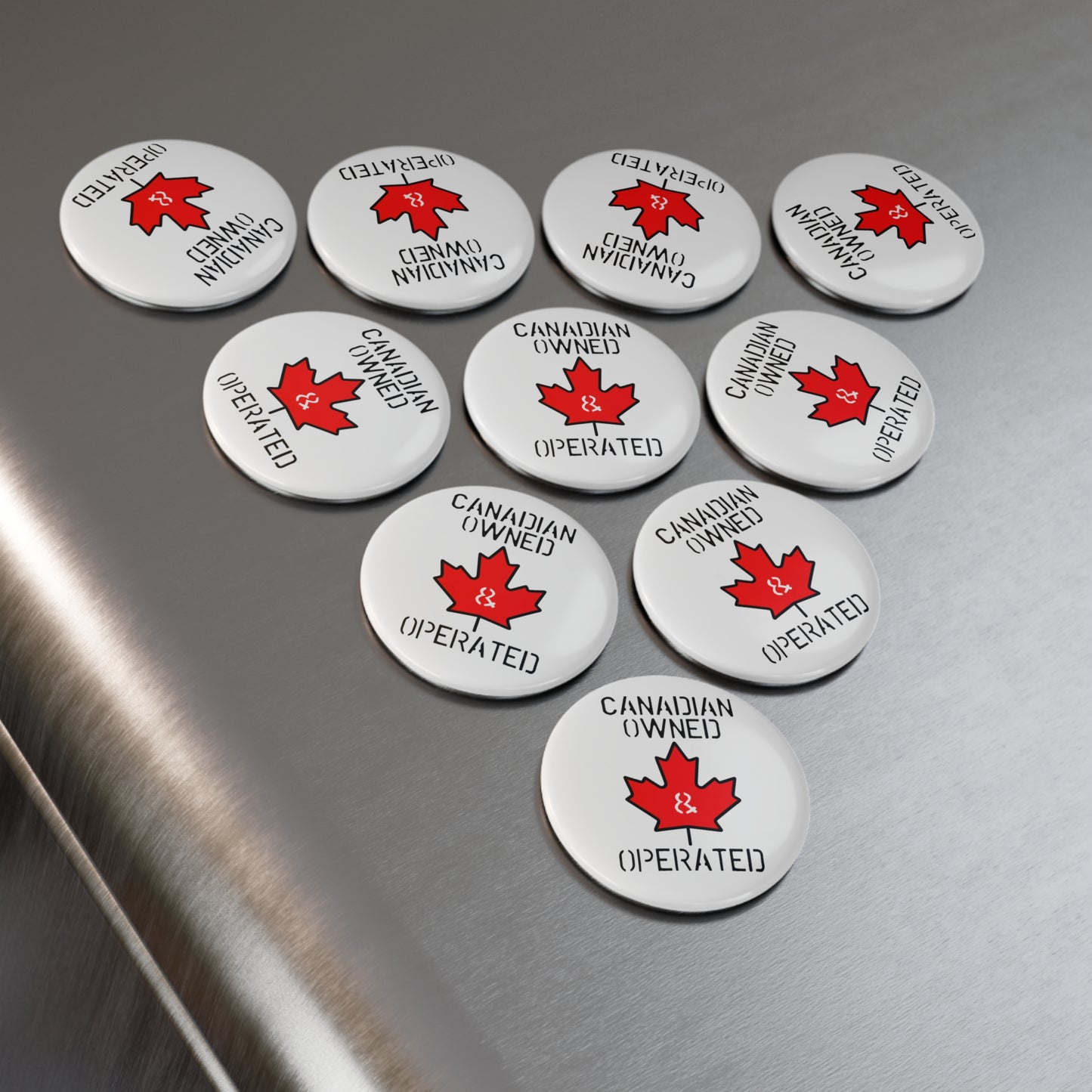 Canadian Owned Operated Button Magnet, Round (1 & 10 pcs)