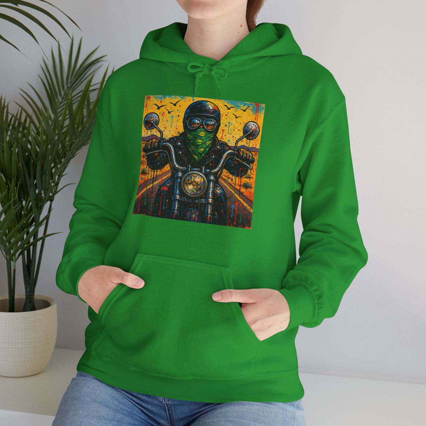 Biker Desert Road Spray-paint Heavy Hoodie