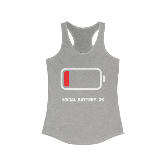 Women's "Introvert Tank, Social Battery: 2%" Racerback Tank