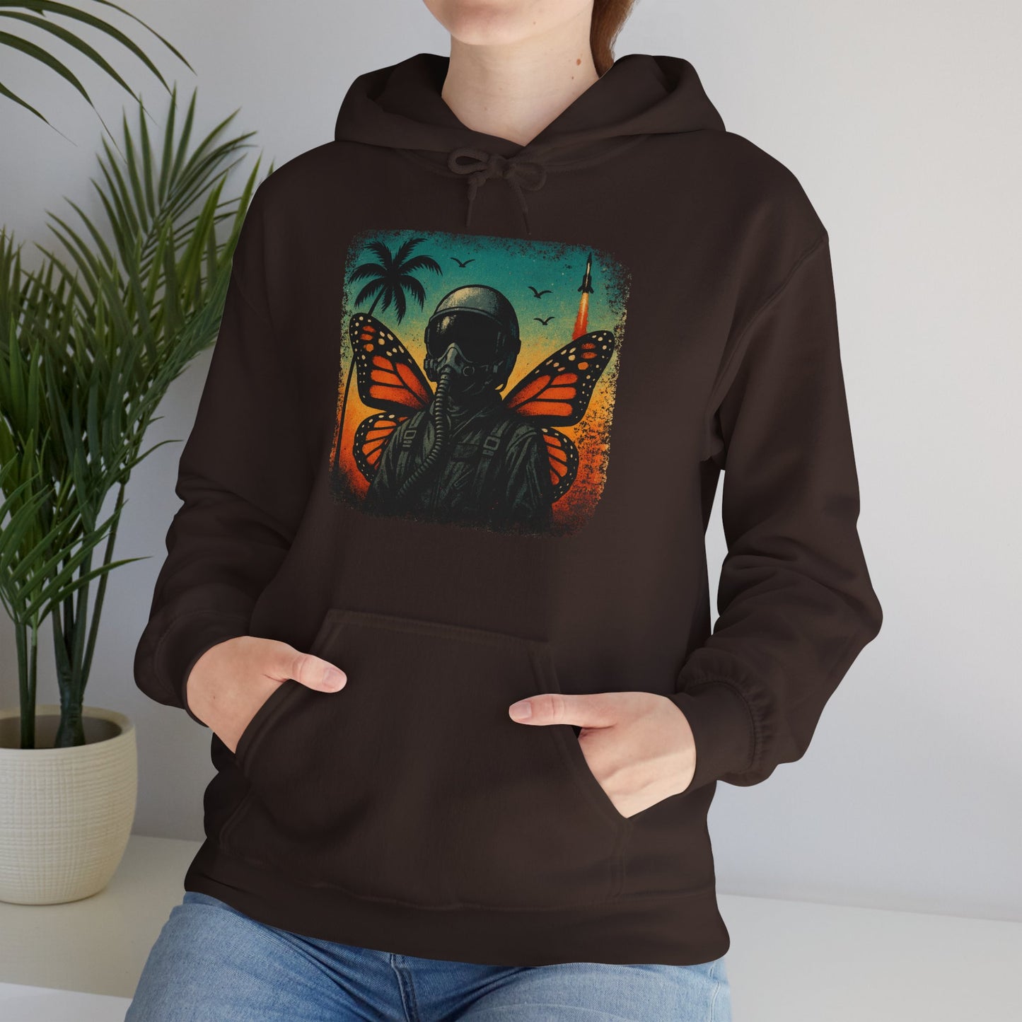 Vintage Jetfighter Summer Butterfly Heavy Hoodie