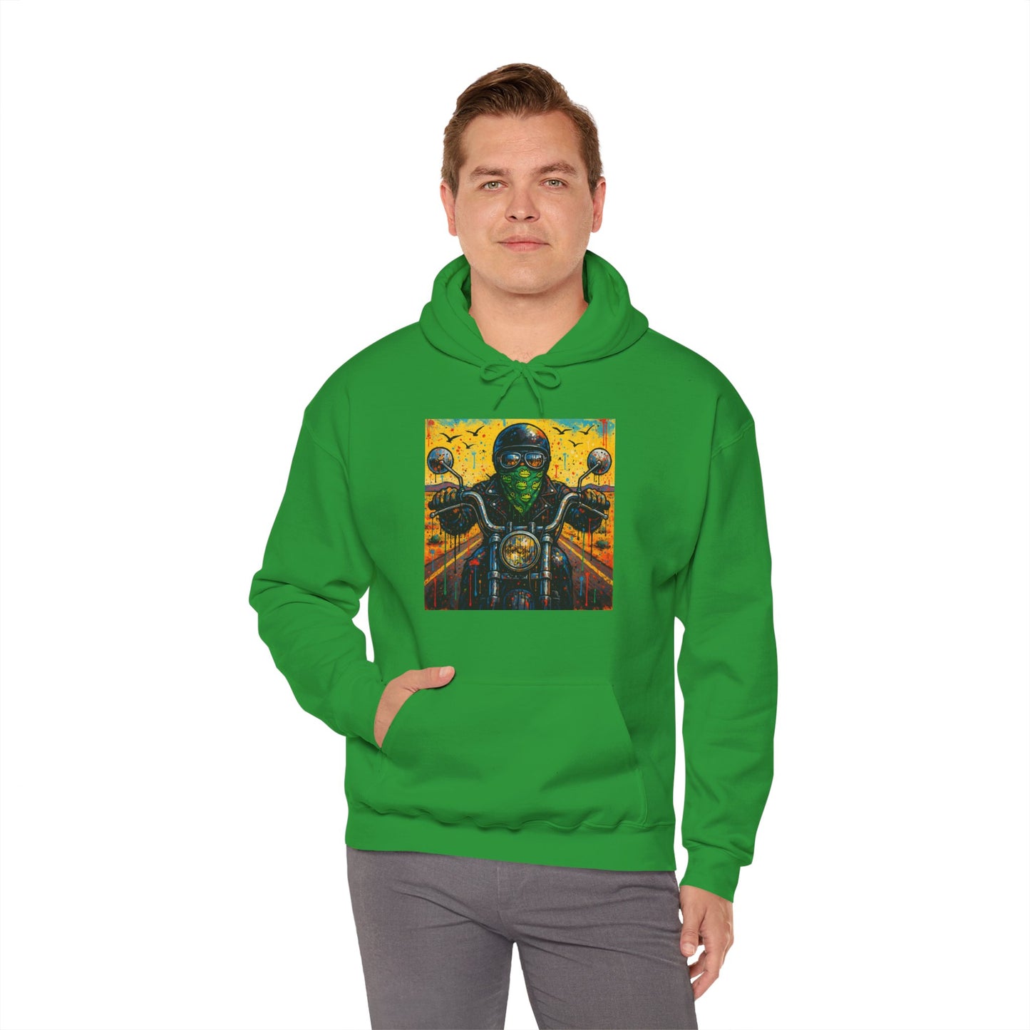 Biker Desert Road Spray-paint Heavy Hoodie