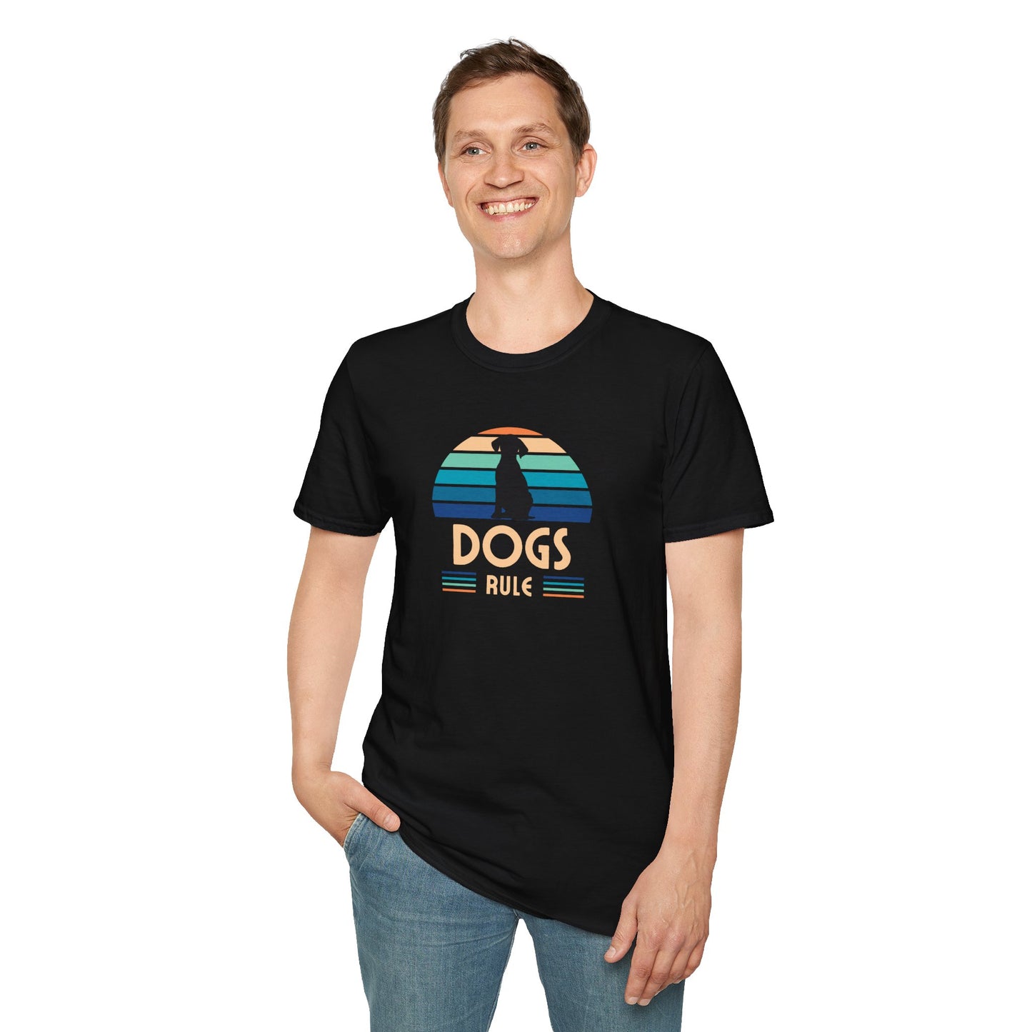Retro Dogs Rule Softstyle T-Shirt