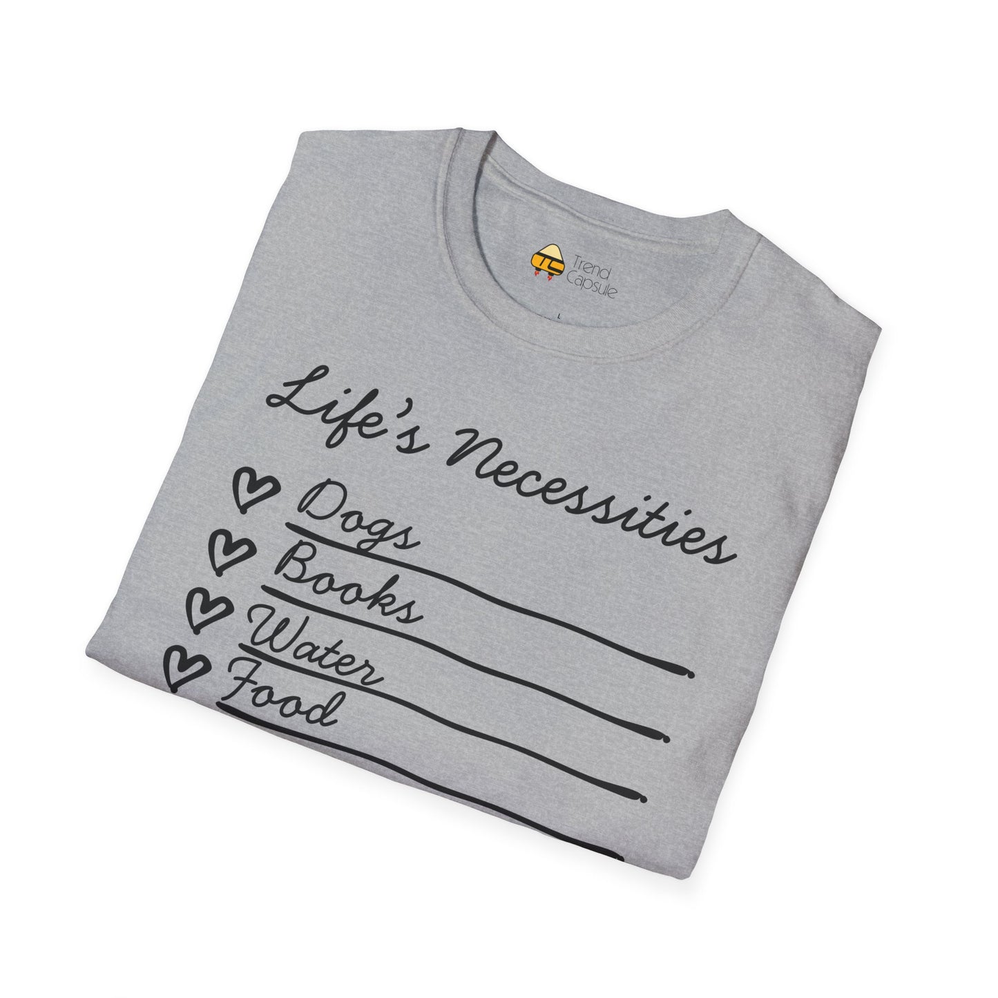 Life's Necessities Dogs & Books Softstyle T-Shirt