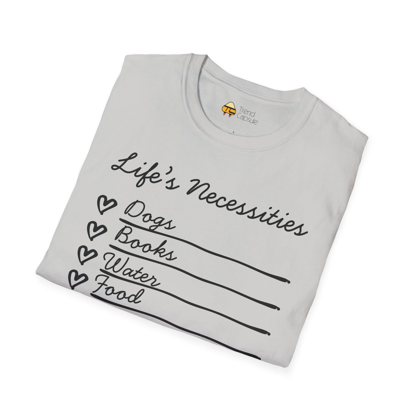 Life's Necessities Dogs & Books Softstyle T-Shirt