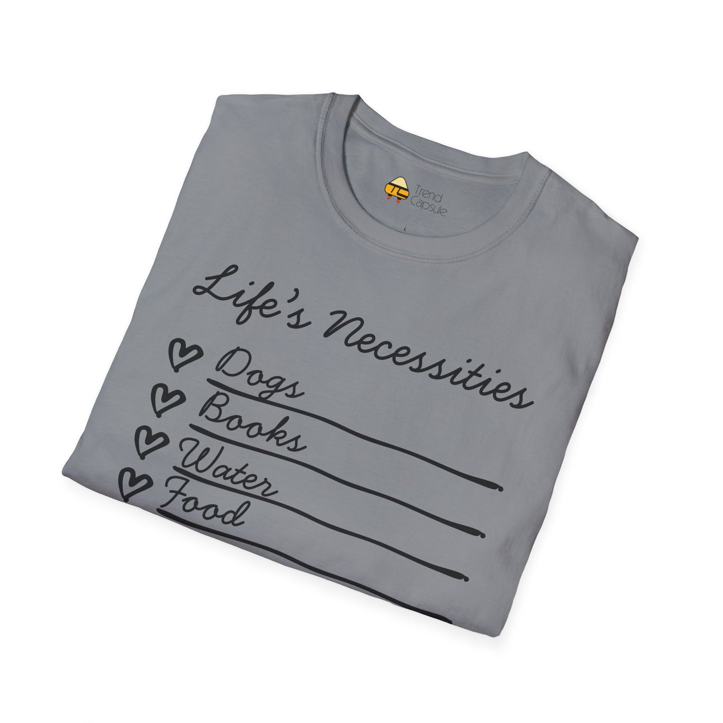 Life's Necessities Dogs & Books Softstyle T-Shirt