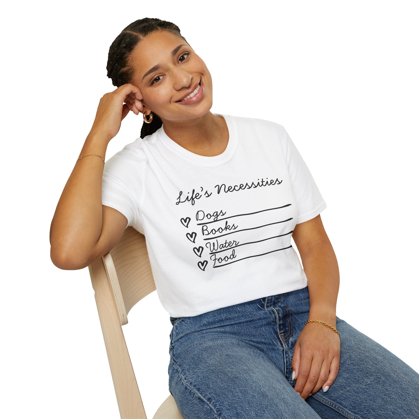 Life's Necessities Dogs & Books Softstyle T-Shirt
