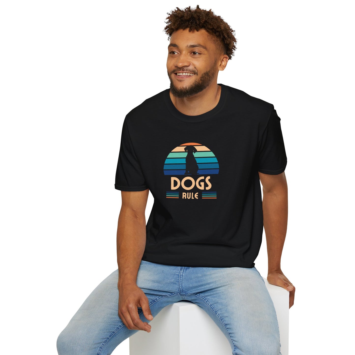 Retro Dogs Rule Softstyle T-Shirt