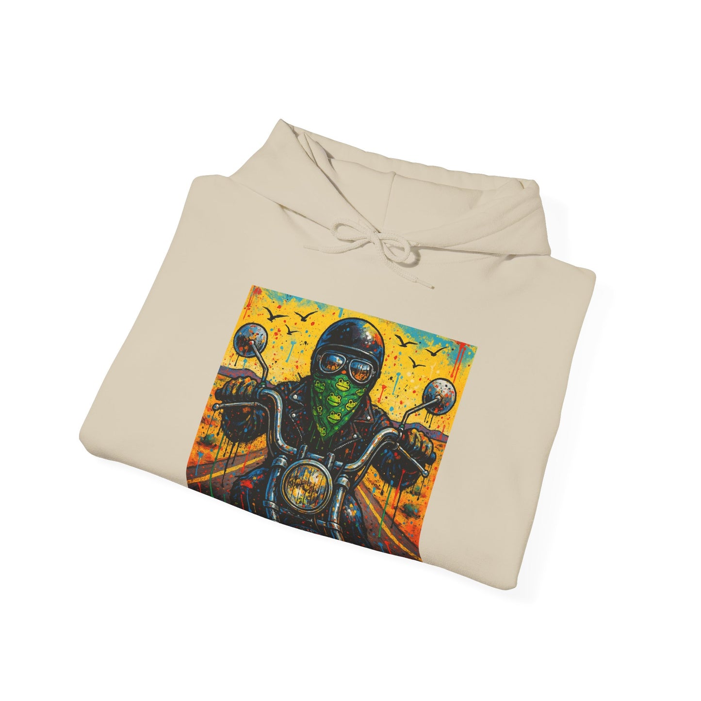 Biker Desert Road Spray-paint Heavy Hoodie