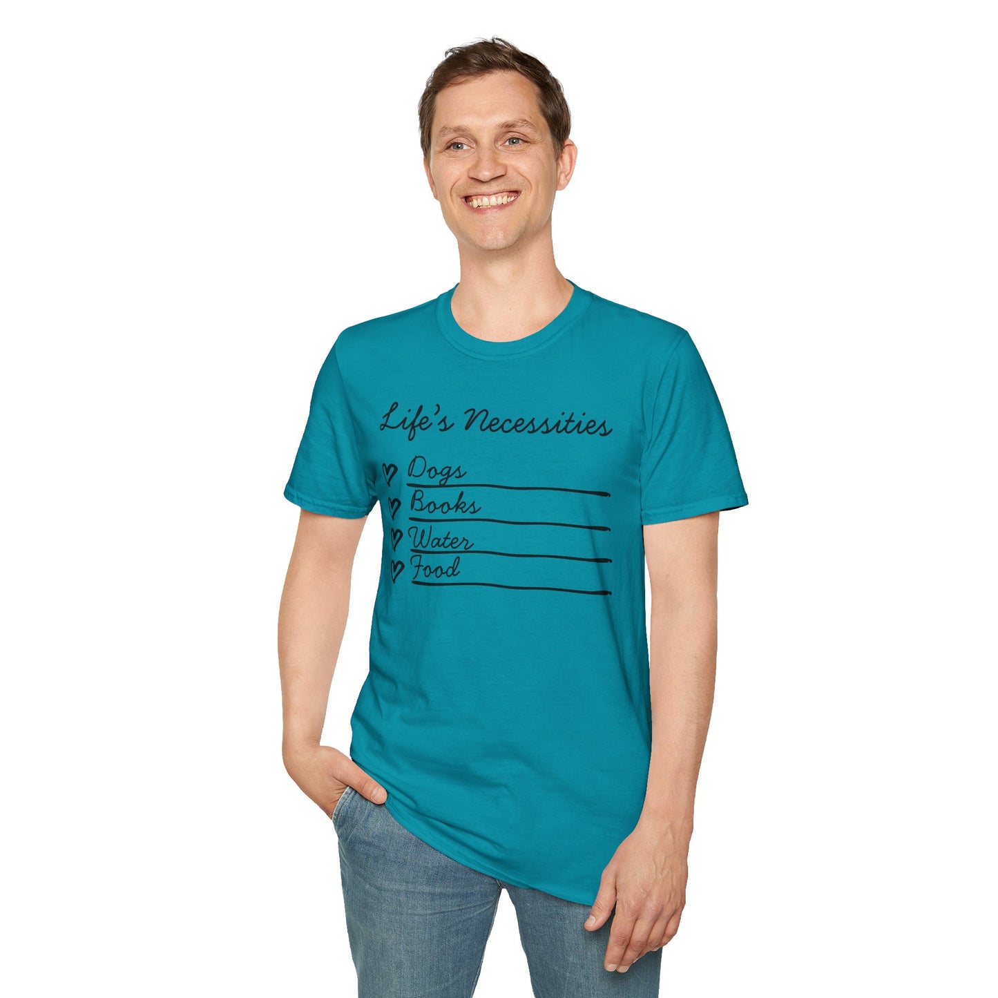 Life's Necessities Dogs & Books Softstyle T-Shirt