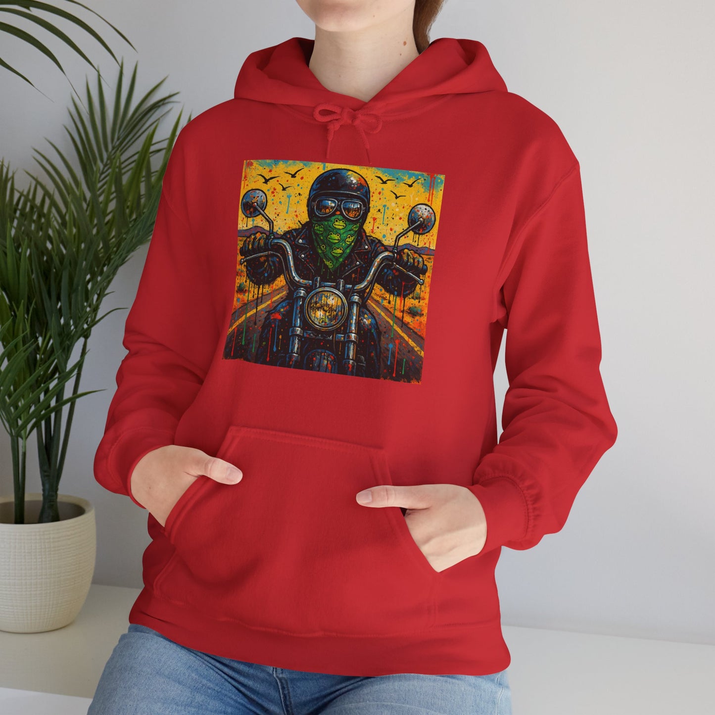Biker Desert Road Spray-paint Heavy Hoodie
