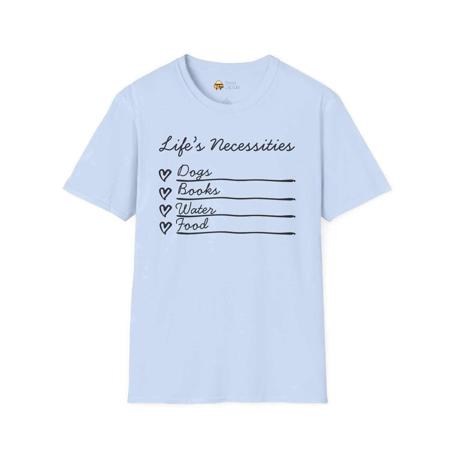 Life's Necessities Dogs & Books Softstyle T-Shirt