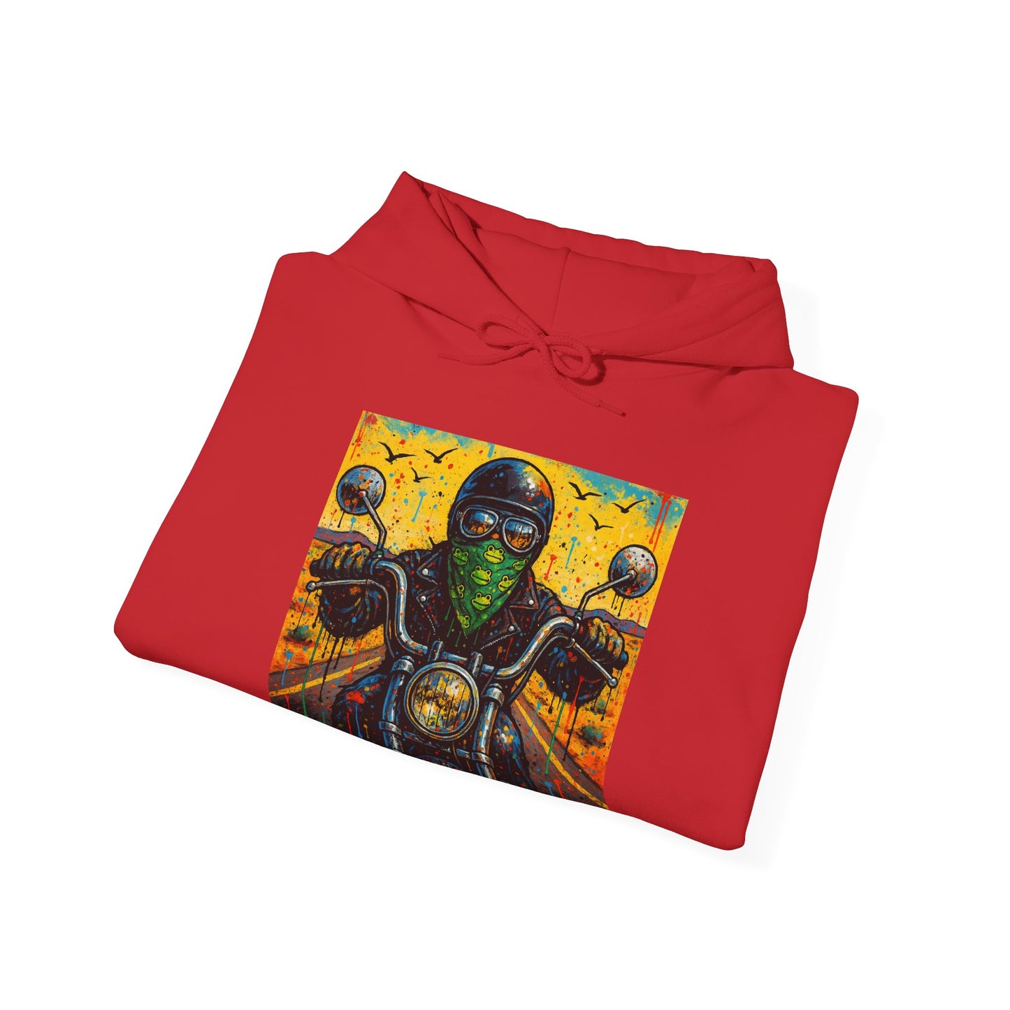 Biker Desert Road Spray-paint Heavy Hoodie