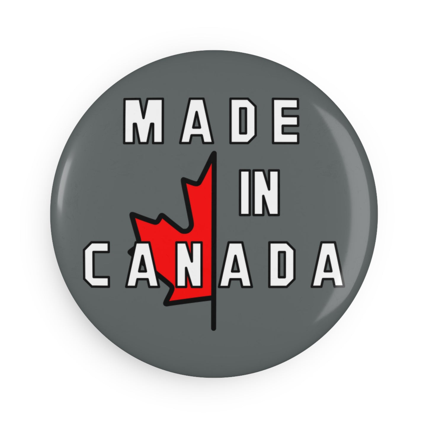 Made in Canada Gray Button Magnet, Round (1 & 10 pcs)