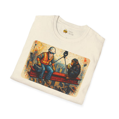 Construction Worker and Monkey Having Lunch Atop Skyscraper T-Shirt