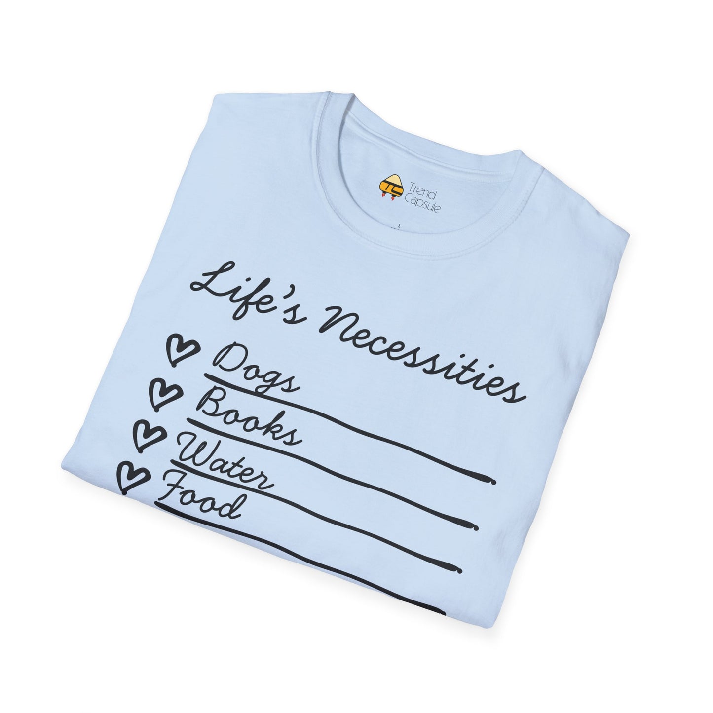 Life's Necessities Dogs & Books Softstyle T-Shirt