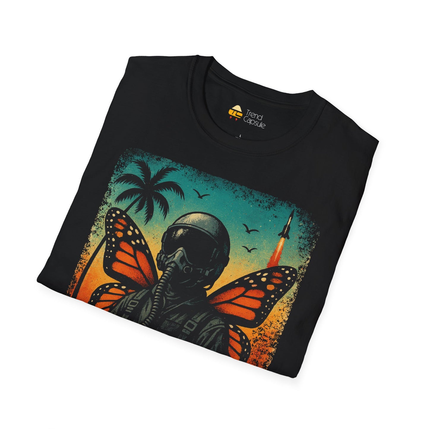 Vintage Jetfighter Summer Butterfly Softstyle T-Shirt