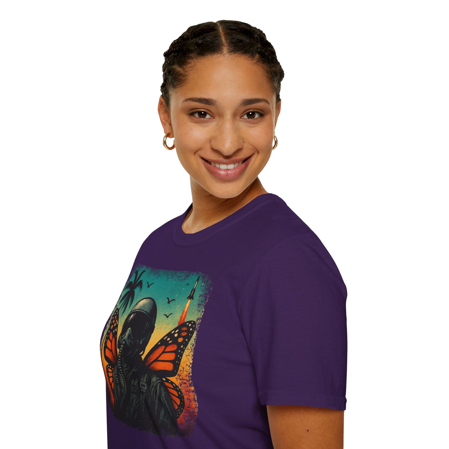 Vintage Jetfighter Summer Butterfly Softstyle T-Shirt