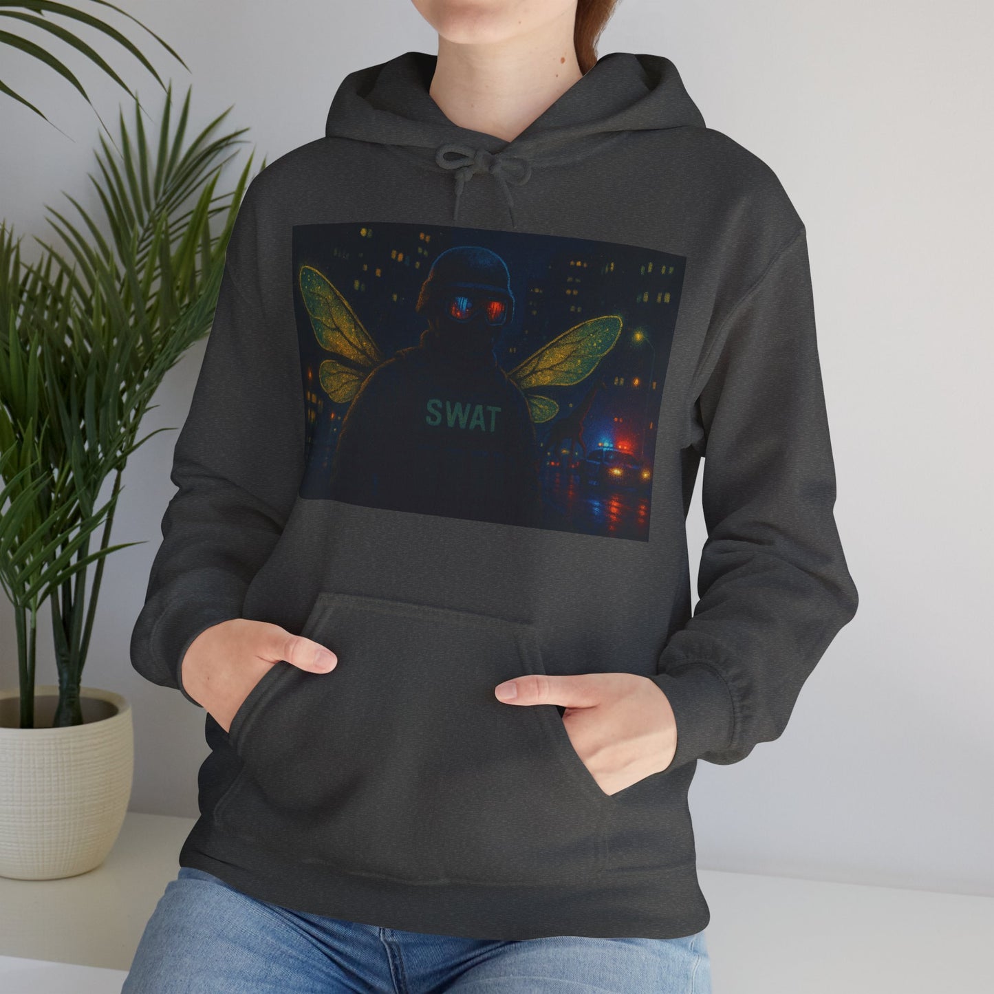 SWAT Team Looking for Escaped Giraffe in the City at Night Heavy Hoodie