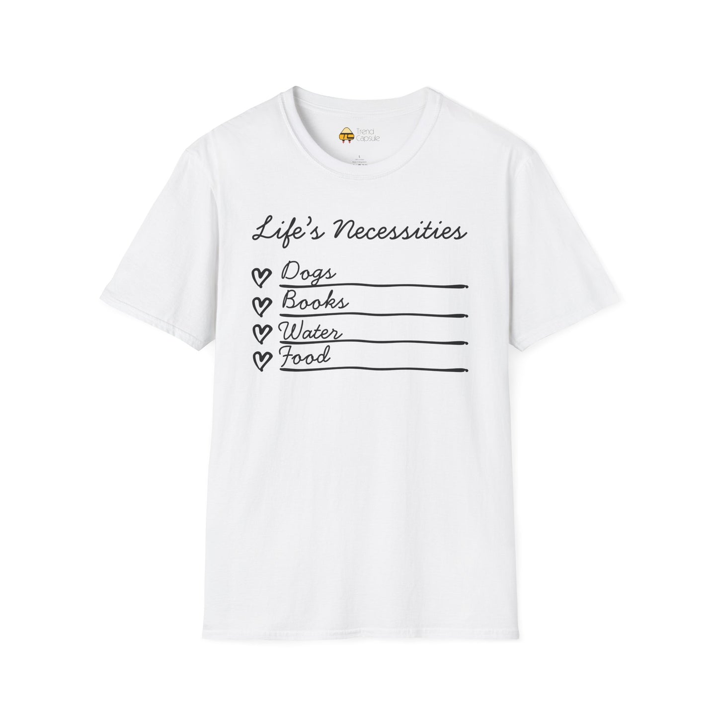 Life's Necessities Dogs & Books Softstyle T-Shirt