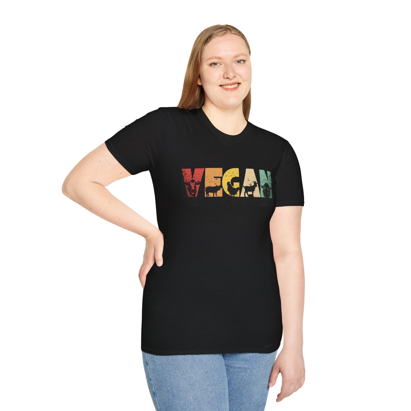 Vintage Vegan Farm Animals Softstyle T-Shirt