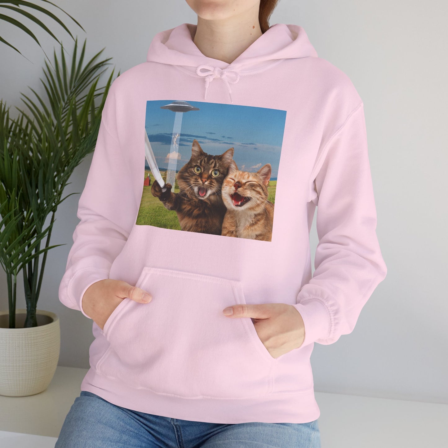 Cat UFO Selfie Heavy Hoodie