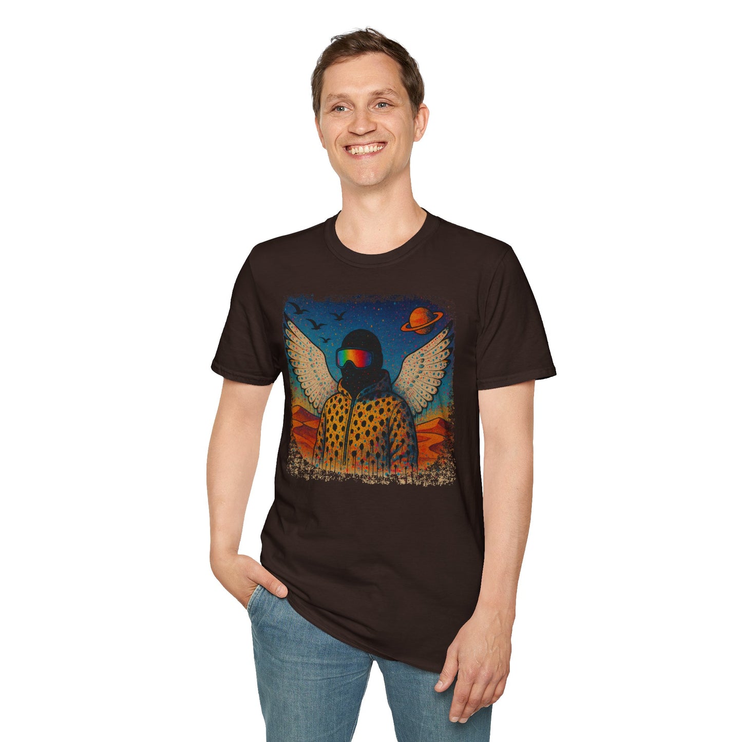 Desert Snowboarder Cosmic Spray-paint Softstyle T-Shirt