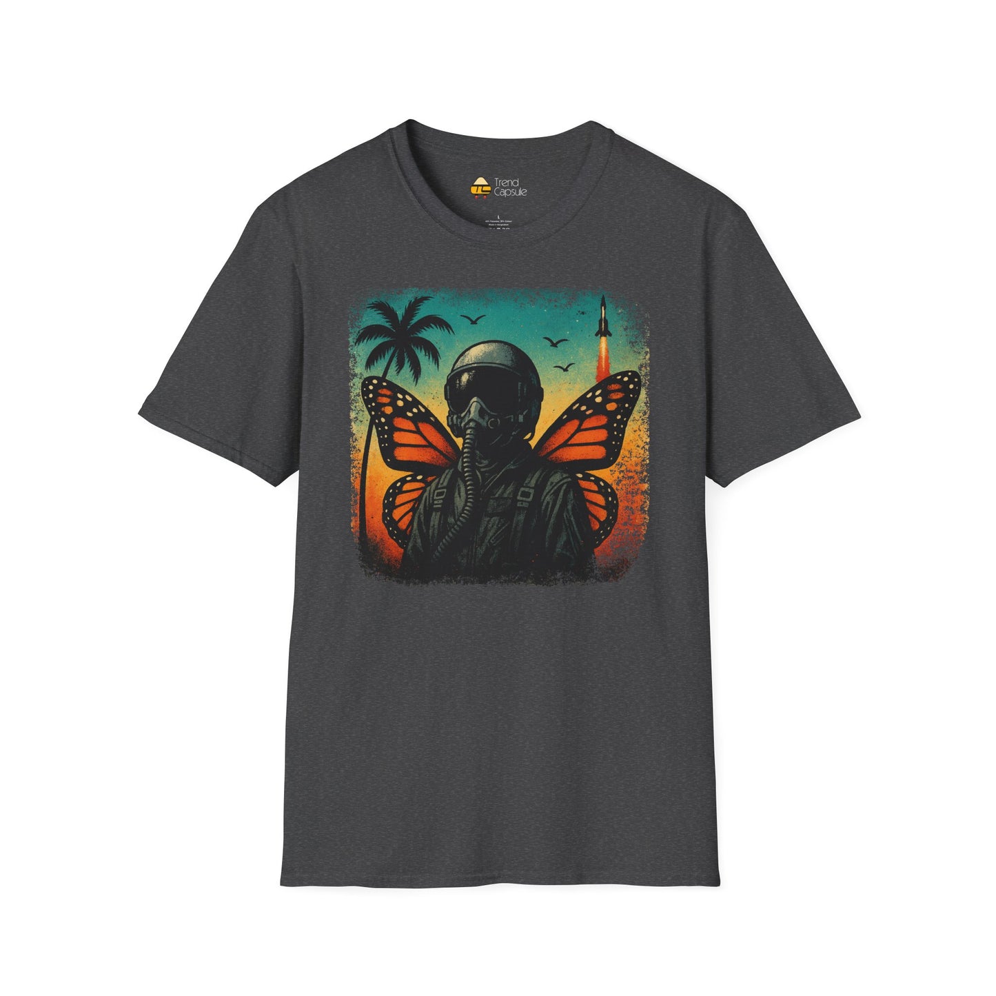 Vintage Jetfighter Summer Butterfly Softstyle T-Shirt