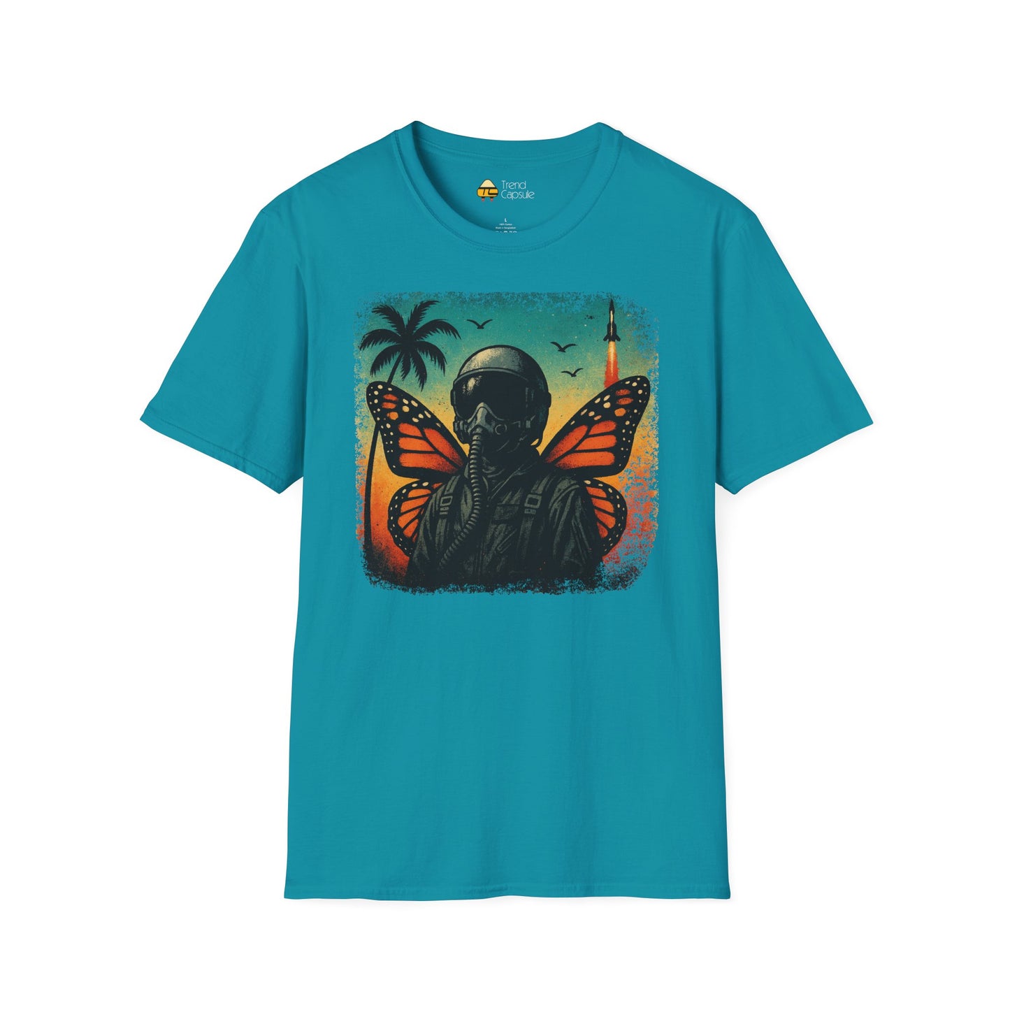 Vintage Jetfighter Summer Butterfly Softstyle T-Shirt