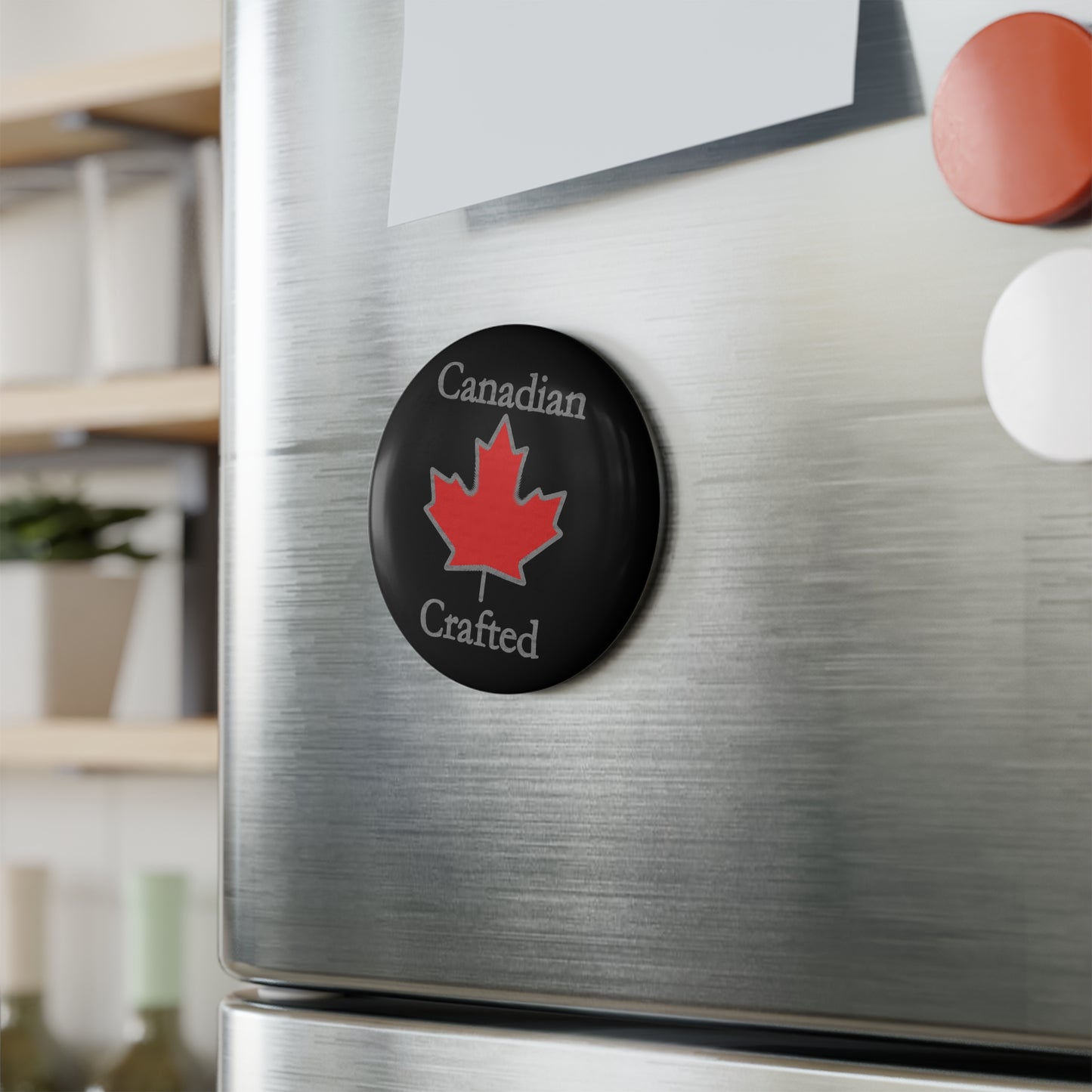 Canadian Crafted Dark Button Magnet, Round (1 & 10 pcs)