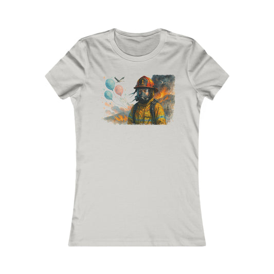 Women's Baby Gender Reveal Party Firefighter Tribute T-Shirt
