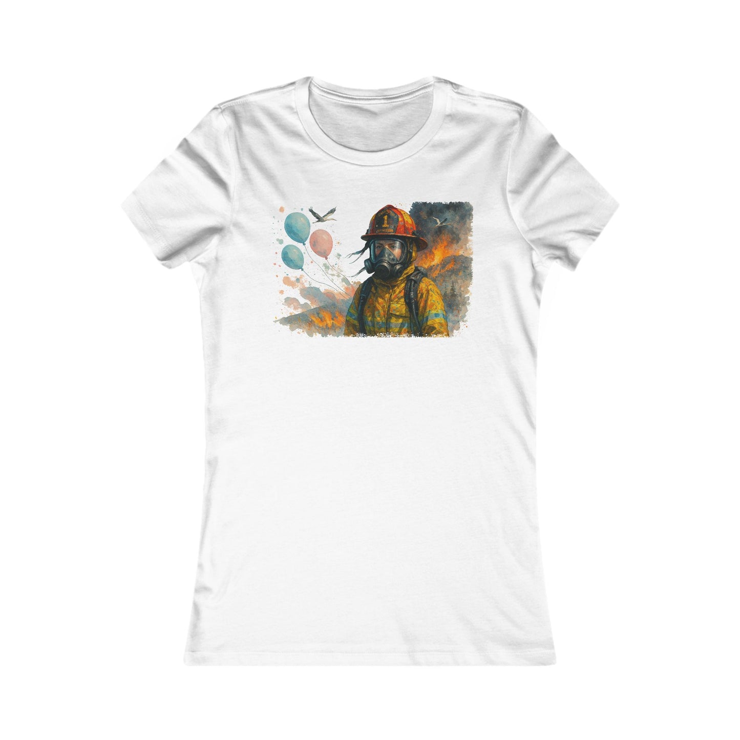 Women's Baby Gender Reveal Party Firefighter Tribute T-Shirt