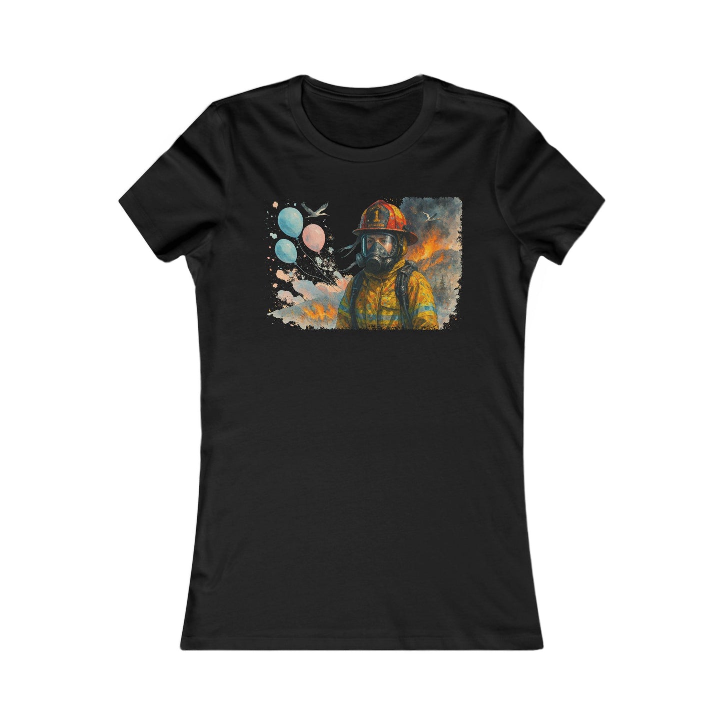 Women's Baby Gender Reveal Party Firefighter Tribute T-Shirt